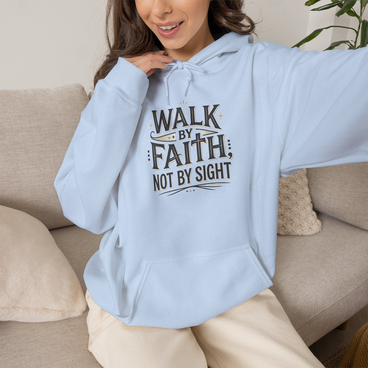 Walk By Faith Hoodie Christian Inspirational Pullover Sweatshirt Hoodie