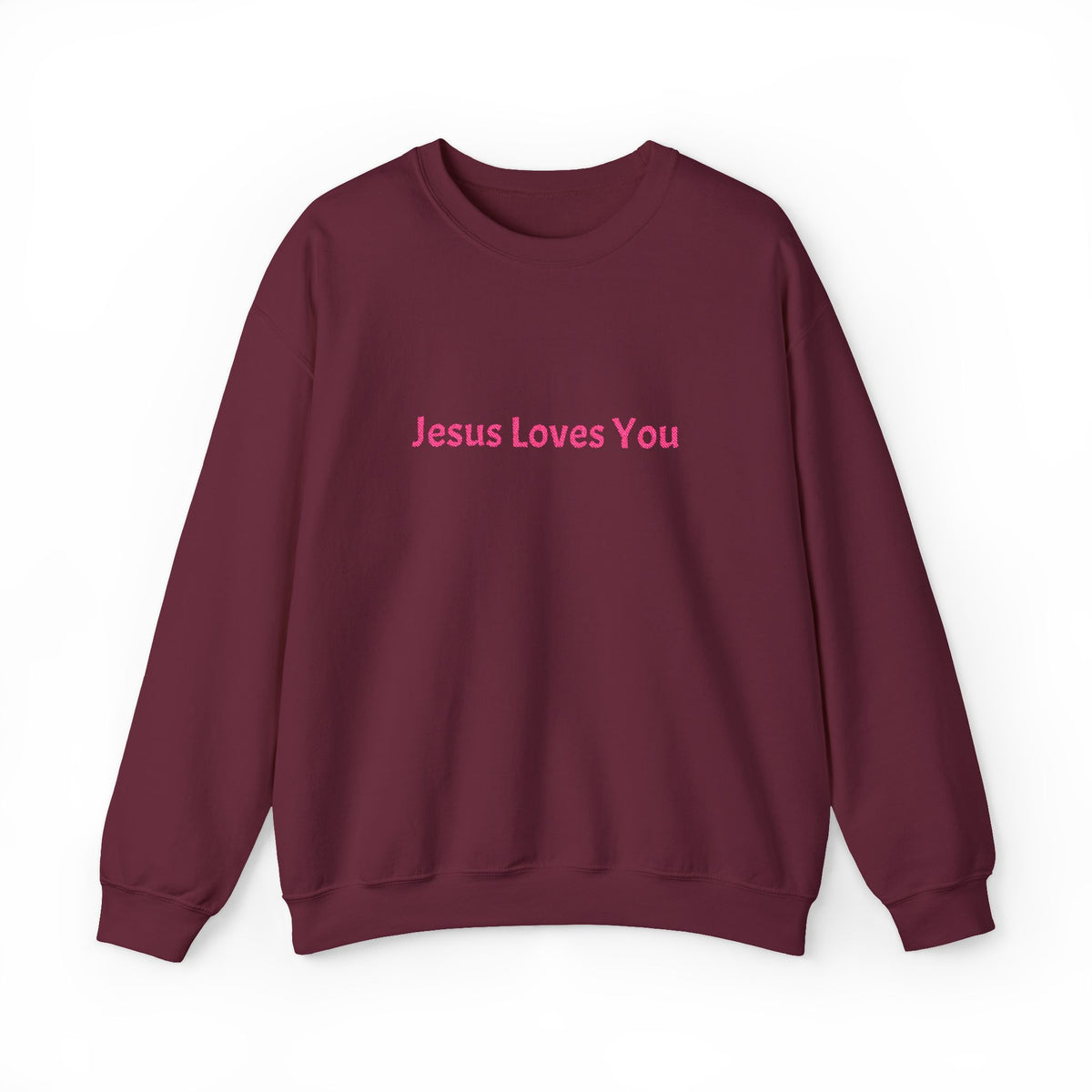 Jesus Loves You Embroidered Crewneck Sweatshirt | Religious Faith Tee, Christian Clothing
