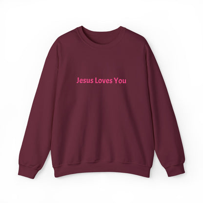 Jesus Loves You Embroidered Crewneck Sweatshirt | Religious Faith Tee, Christian Clothing