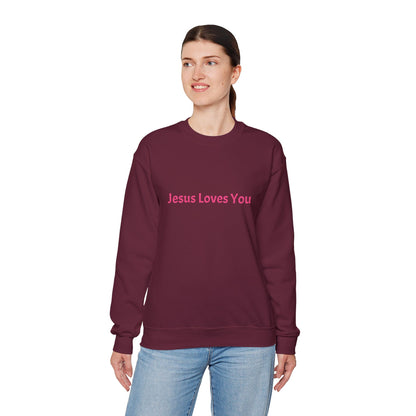 Jesus Loves You Embroidered Crewneck Sweatshirt | Religious Faith Tee, Christian Clothing