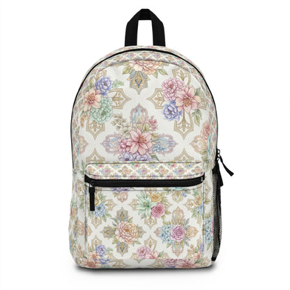 Floral Vintage Damask Backpack – Pastel Rose Pattern School & Travel Bag, Christian