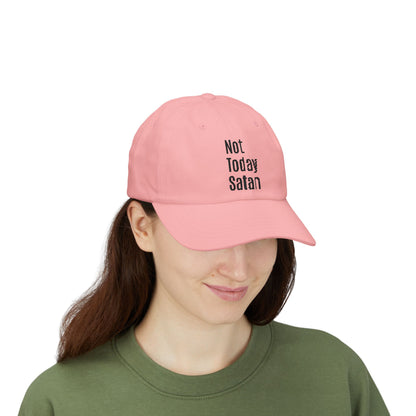 Not Today Satan Dad Cap — Embroidered Cross Baseball Hat Christian
