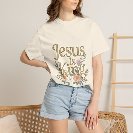 Jesus is King T-shirt | Floral Cross Christian Tee