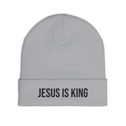Jesus Is King Knit Beanie — Embroidered Christian Winter Hat