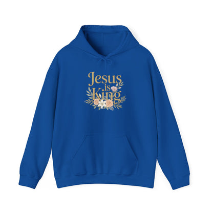 Jesus Is King Hoodie | Floral Script Christian Sweatshirt