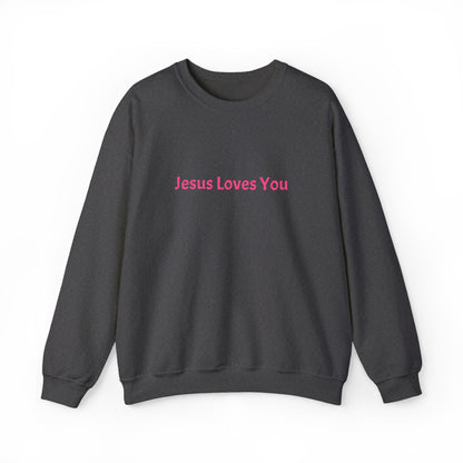 Jesus Loves You Embroidered Crewneck Sweatshirt | Religious Faith Tee, Christian Clothing
