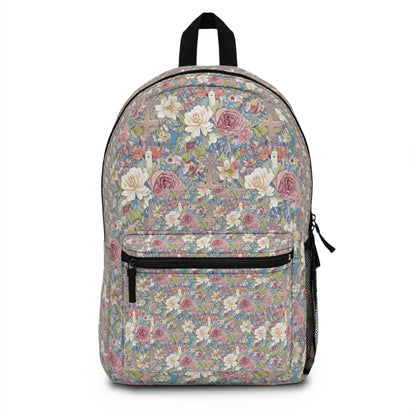 Vintage Floral Backpack – Romantic Rose Garden Print School & Everyday Bag, Christian