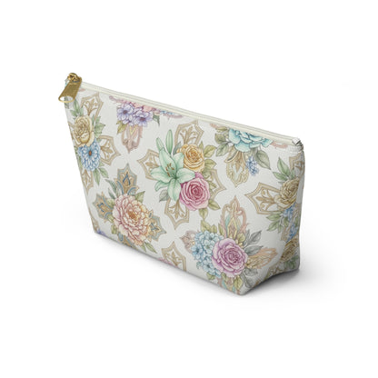 Floral Medallion Accessory Pouch — T‑Bottom Cosmetic Bag, Christian