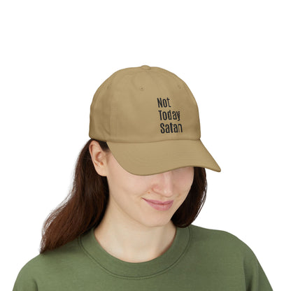 Not Today Satan Dad Cap — Embroidered Cross Baseball Hat Christian