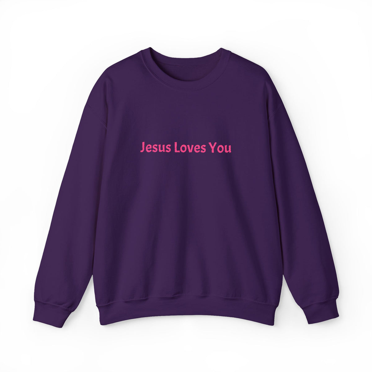 Jesus Loves You Embroidered Crewneck Sweatshirt | Religious Faith Tee, Christian Clothing