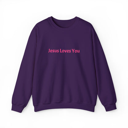 Jesus Loves You Embroidered Crewneck Sweatshirt | Religious Faith Tee, Christian Clothing