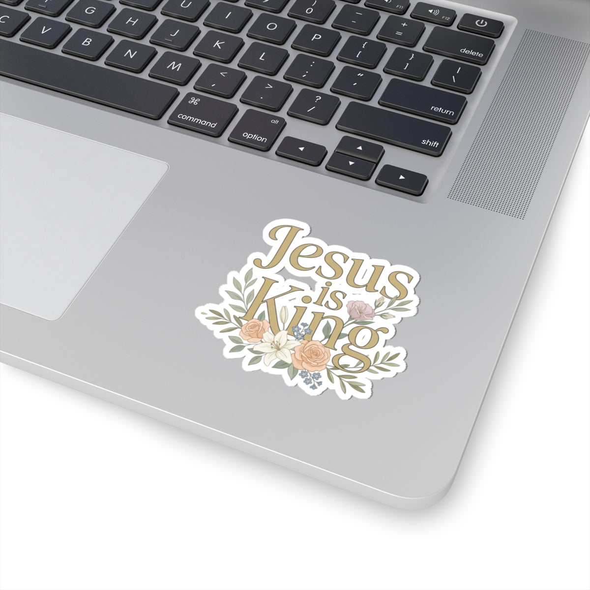 Floral "Jesus is King" Kiss-Cut Stickers