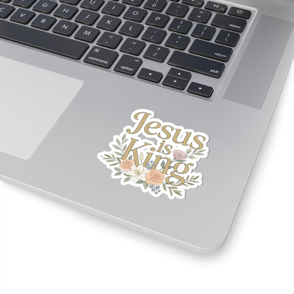 Floral "Jesus is King" Kiss-Cut Stickers