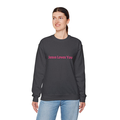 Jesus Loves You Embroidered Crewneck Sweatshirt | Religious Faith Tee, Christian Clothing