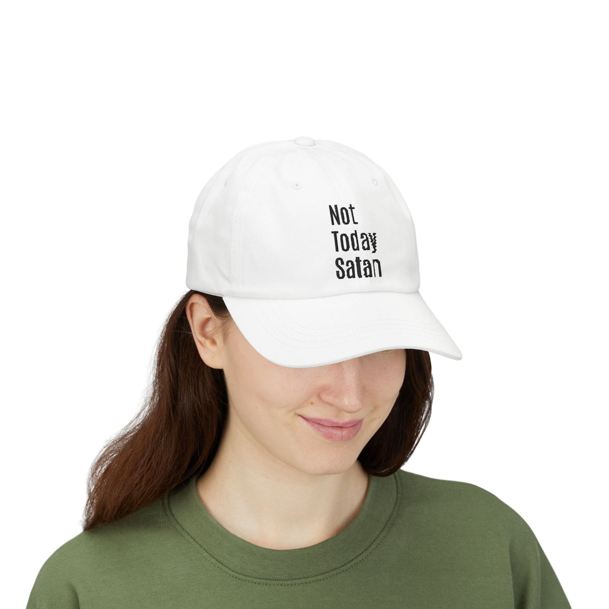 Not Today Satan Dad Cap — Embroidered Cross Baseball Hat Christian