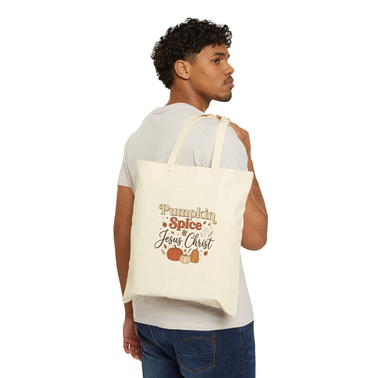 Pumpkin Spice and Jesus Christ Tote Bag, Fall Autumn, Christian