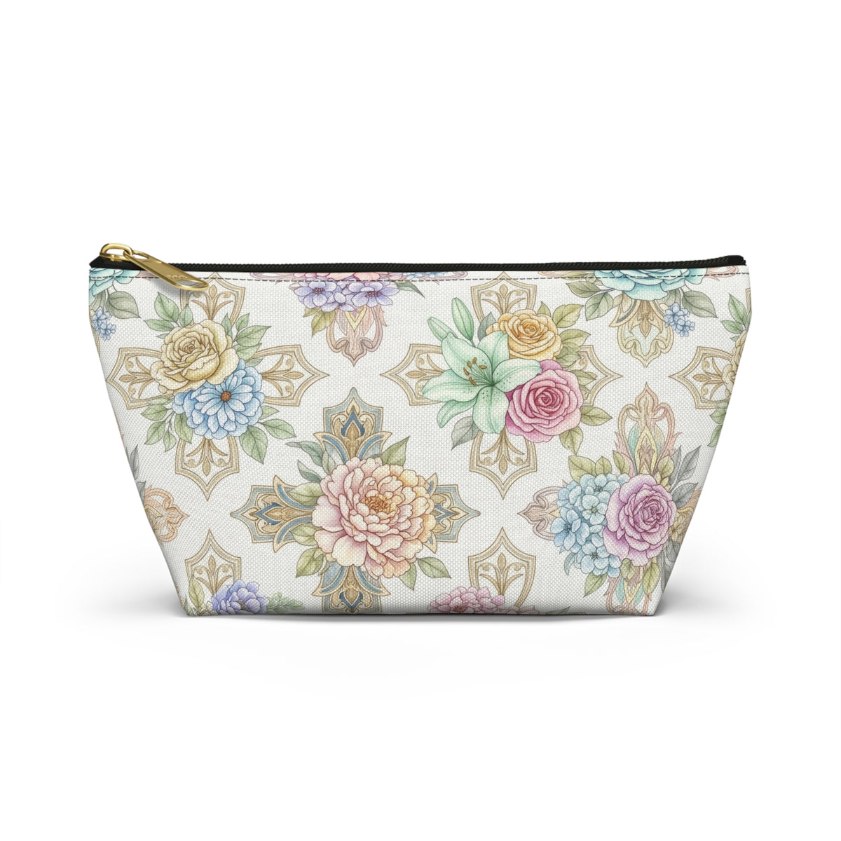 Floral Medallion Accessory Pouch — T‑Bottom Cosmetic Bag, Christian