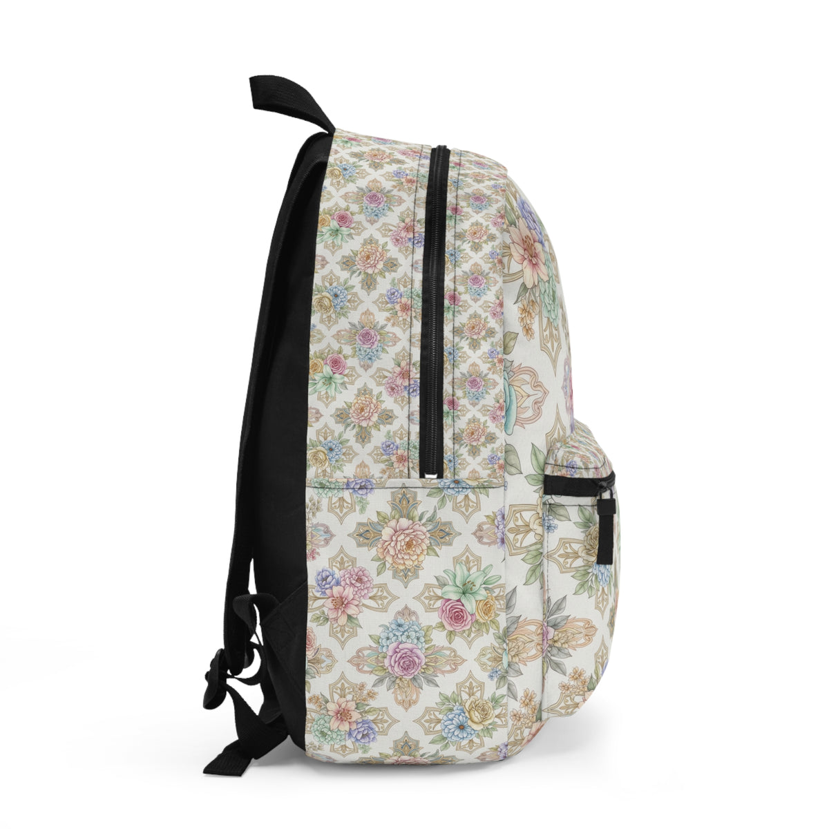 Floral Vintage Damask Backpack – Pastel Rose Pattern School & Travel Bag, Christian