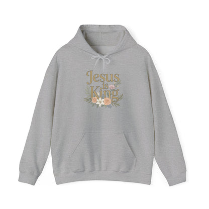 Jesus Is King Hoodie | Floral Script Christian Sweatshirt