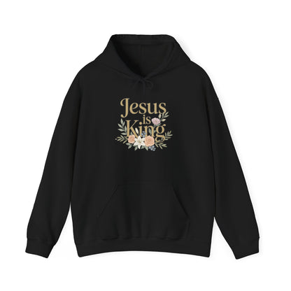 Jesus Is King Hoodie | Floral Script Christian Sweatshirt