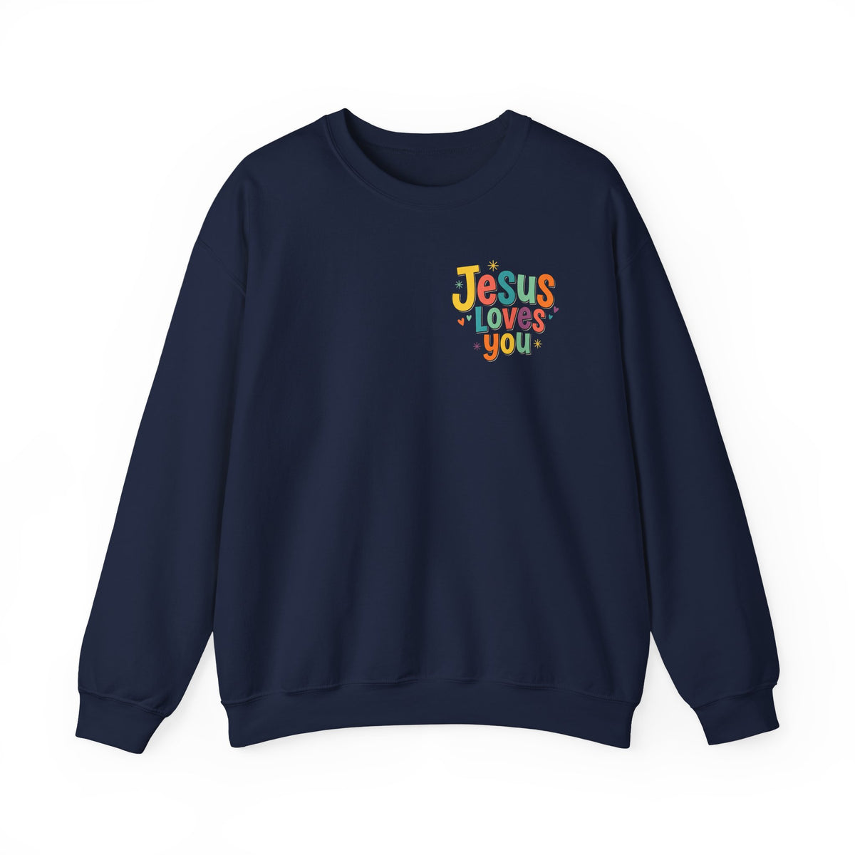 Jesus Loves You Crewneck Sweatshirt | Colorful Retro Faith Design