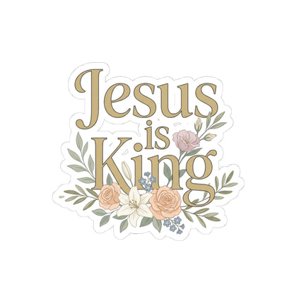 Floral "Jesus is King" Kiss-Cut Stickers