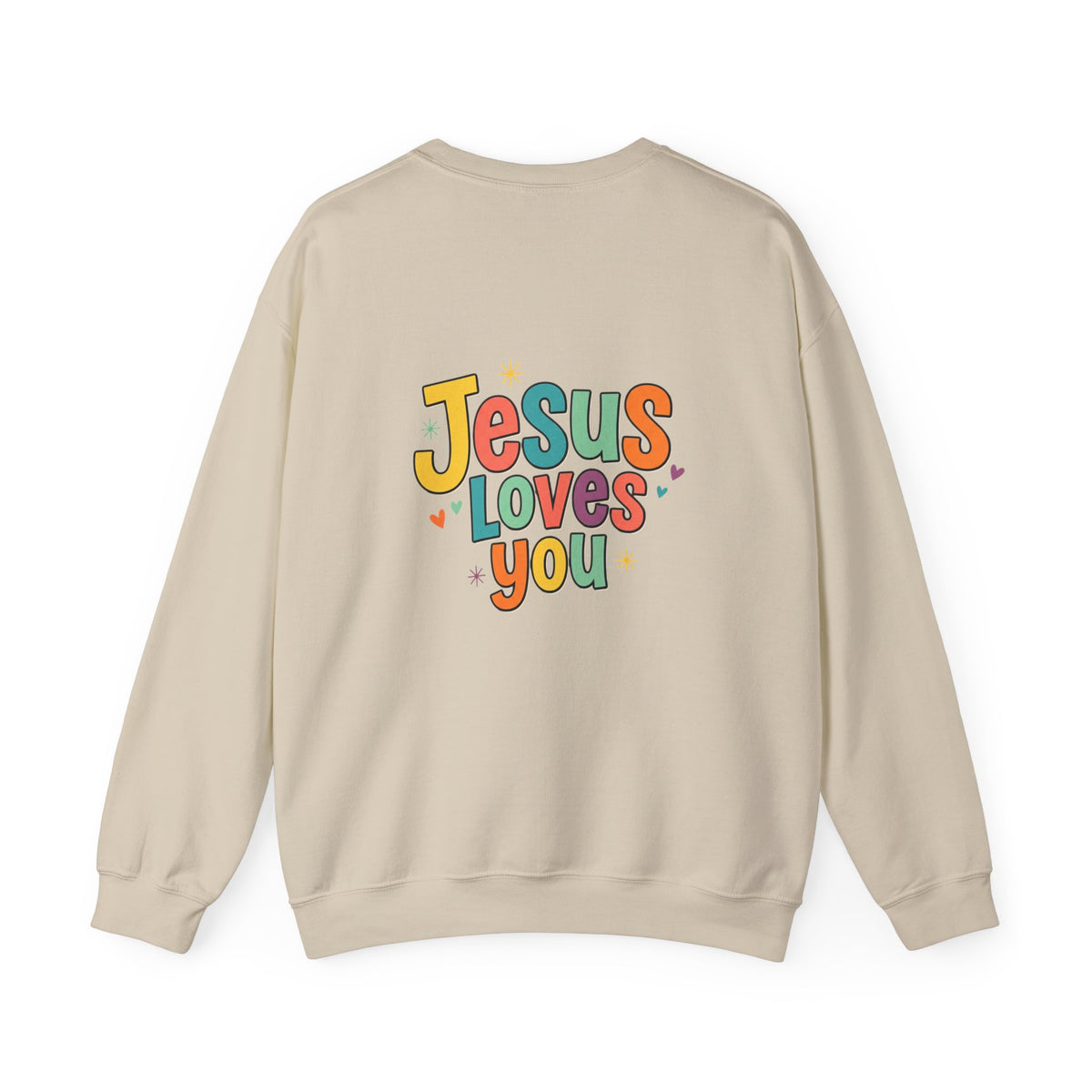 Jesus Loves You Crewneck Sweatshirt | Colorful Retro Faith Design