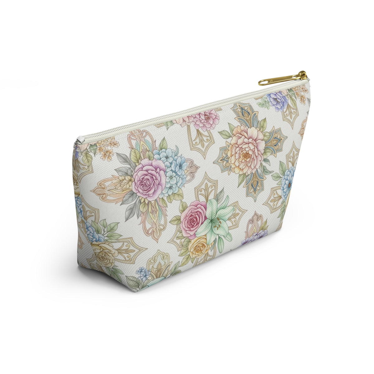 Floral Medallion Accessory Pouch — T‑Bottom Cosmetic Bag, Christian