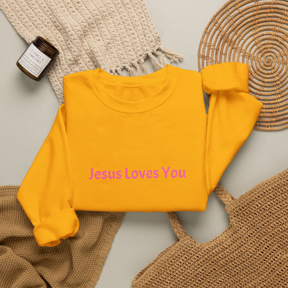 Jesus Loves You Embroidered Crewneck Sweatshirt | Religious Faith Tee, Christian Clothing