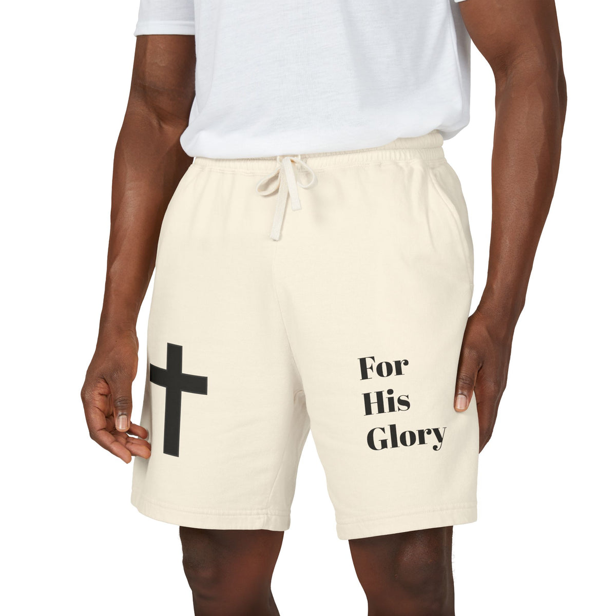 For His Glory Sweat Shorts | Cross Graphic Christian Shorts