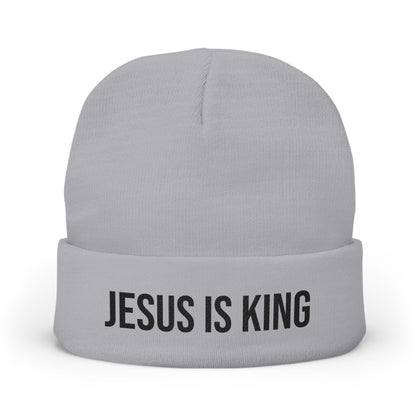 Jesus Is King Knit Beanie — Embroidered Christian Winter Hat