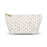 Pastel Floral Cross Pattern, Accessory Pouch, Christian Gift, Church Bag