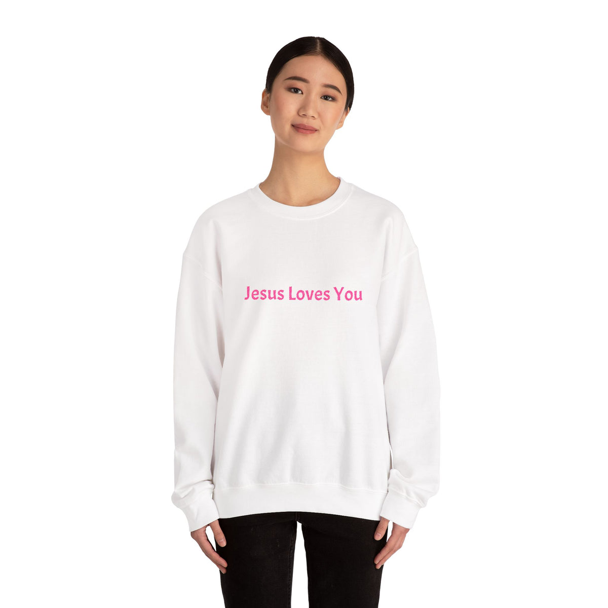 Jesus Loves You Embroidered Crewneck Sweatshirt | Religious Faith Tee, Christian Clothing