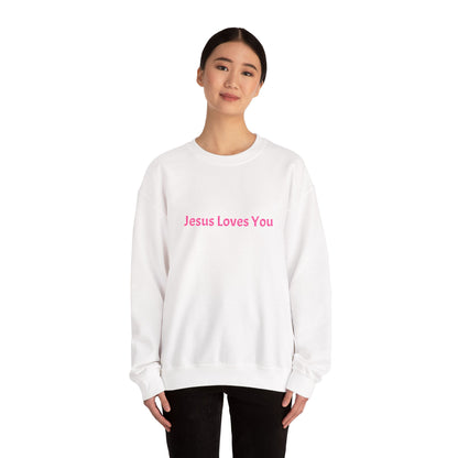 Jesus Loves You Embroidered Crewneck Sweatshirt | Religious Faith Tee, Christian Clothing