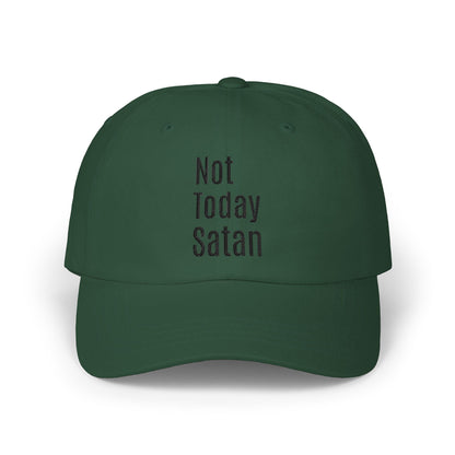 Not Today Satan Dad Cap — Embroidered Cross Baseball Hat Christian