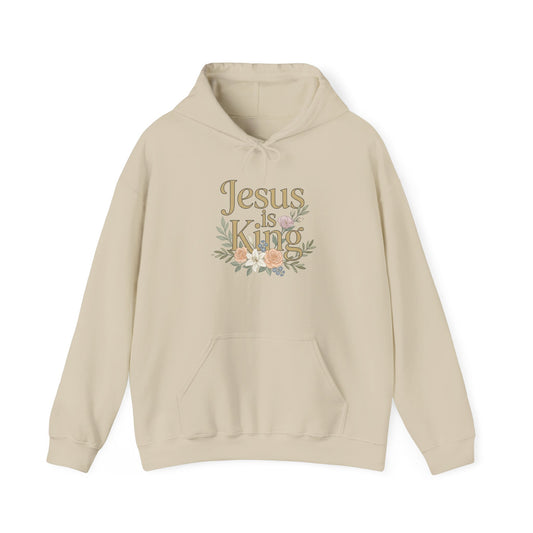 Jesus Is King Hoodie | Floral Script Christian Sweatshirt