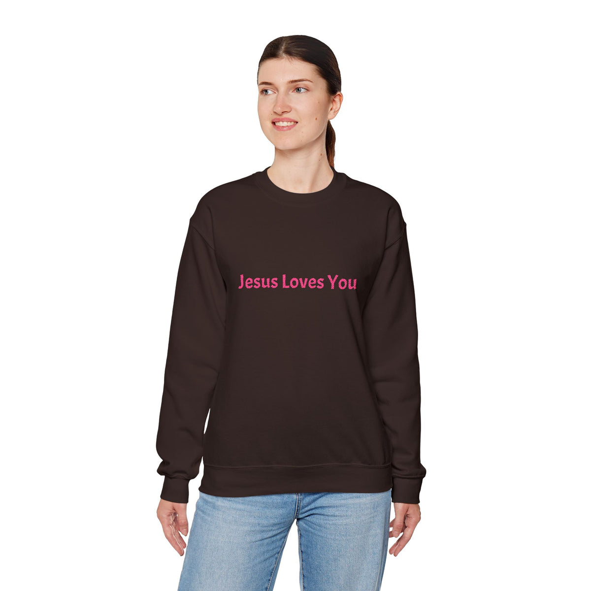 Jesus Loves You Embroidered Crewneck Sweatshirt | Religious Faith Tee, Christian Clothing