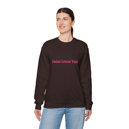 Jesus Loves You Embroidered Crewneck Sweatshirt | Religious Faith Tee, Christian Clothing