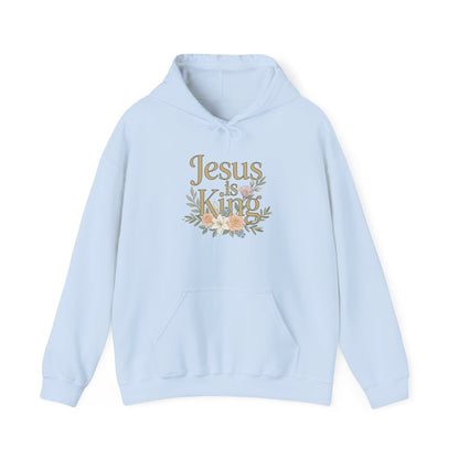Jesus Is King Hoodie | Floral Script Christian Sweatshirt