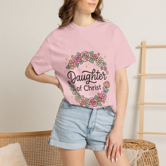 Daughter of Christ floral wreath T-shirt | Christian faith tee