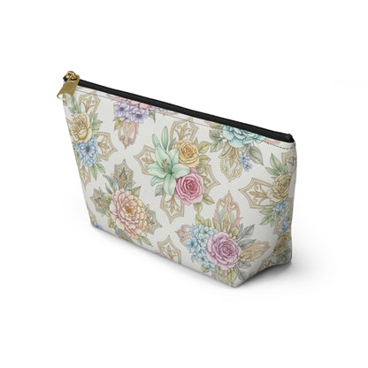 Floral Medallion Accessory Pouch — T‑Bottom Cosmetic Bag, Christian