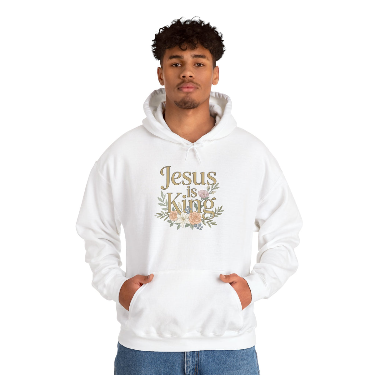 Jesus Is King Hoodie | Floral Script Christian Sweatshirt