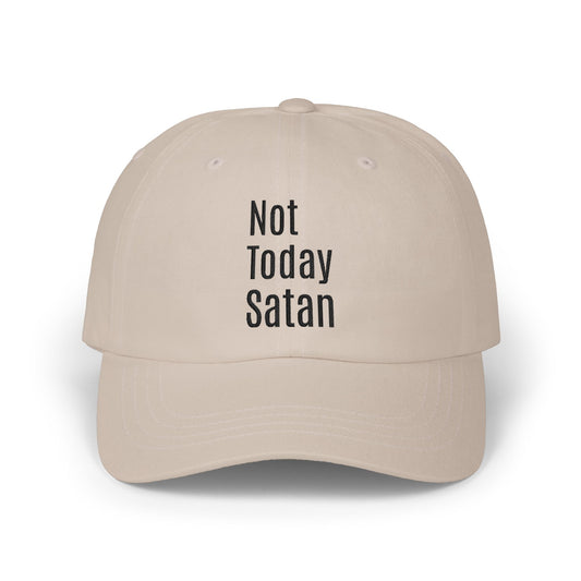 Not Today Satan Dad Cap — Embroidered Cross Baseball Hat Christian
