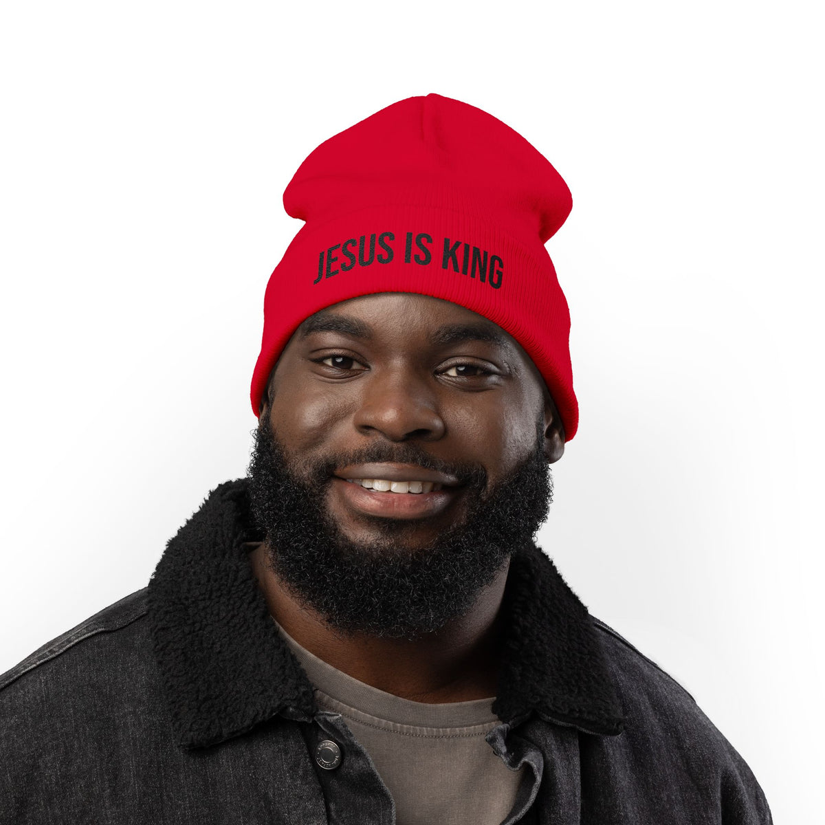 Jesus Is King Knit Beanie — Embroidered Christian Winter Hat