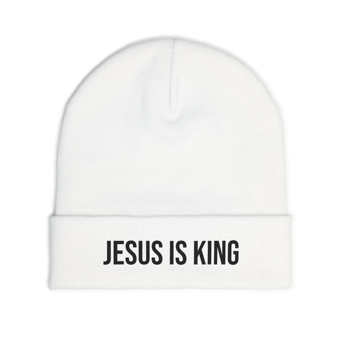 Jesus Is King Knit Beanie — Embroidered Christian Winter Hat