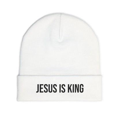 Jesus Is King Knit Beanie — Embroidered Christian Winter Hat