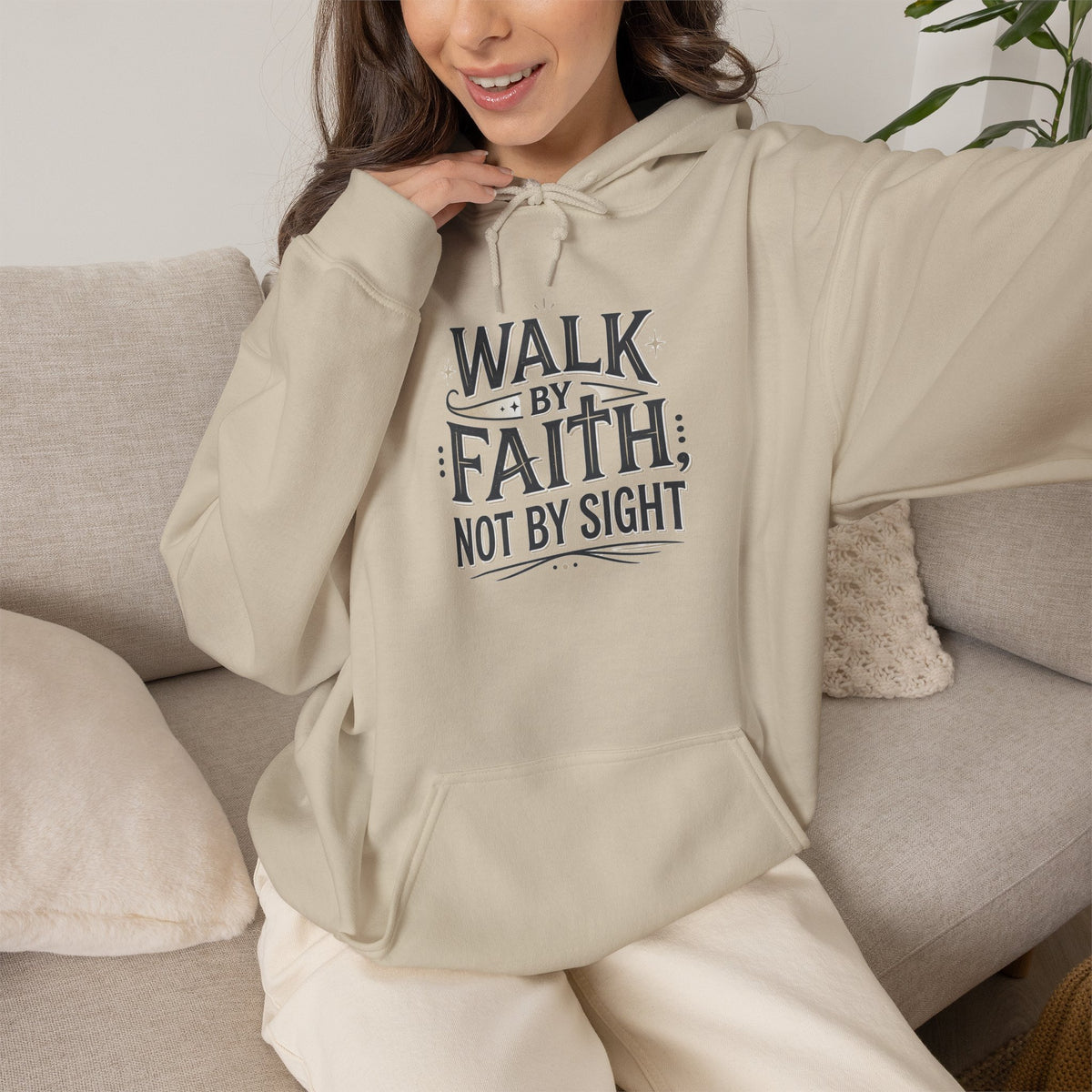 Walk By Faith Hoodie Christian Inspirational Pullover Sweatshirt Hoodie