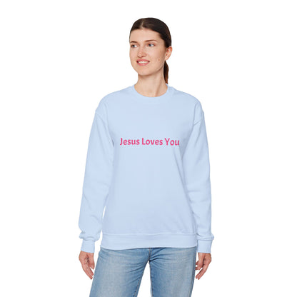 Jesus Loves You Embroidered Crewneck Sweatshirt | Religious Faith Tee, Christian Clothing