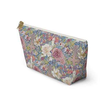 Accessory Pouch w T-bottom, Vintage, Floral, Christain