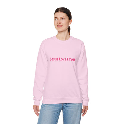 Jesus Loves You Embroidered Crewneck Sweatshirt | Religious Faith Tee, Christian Clothing